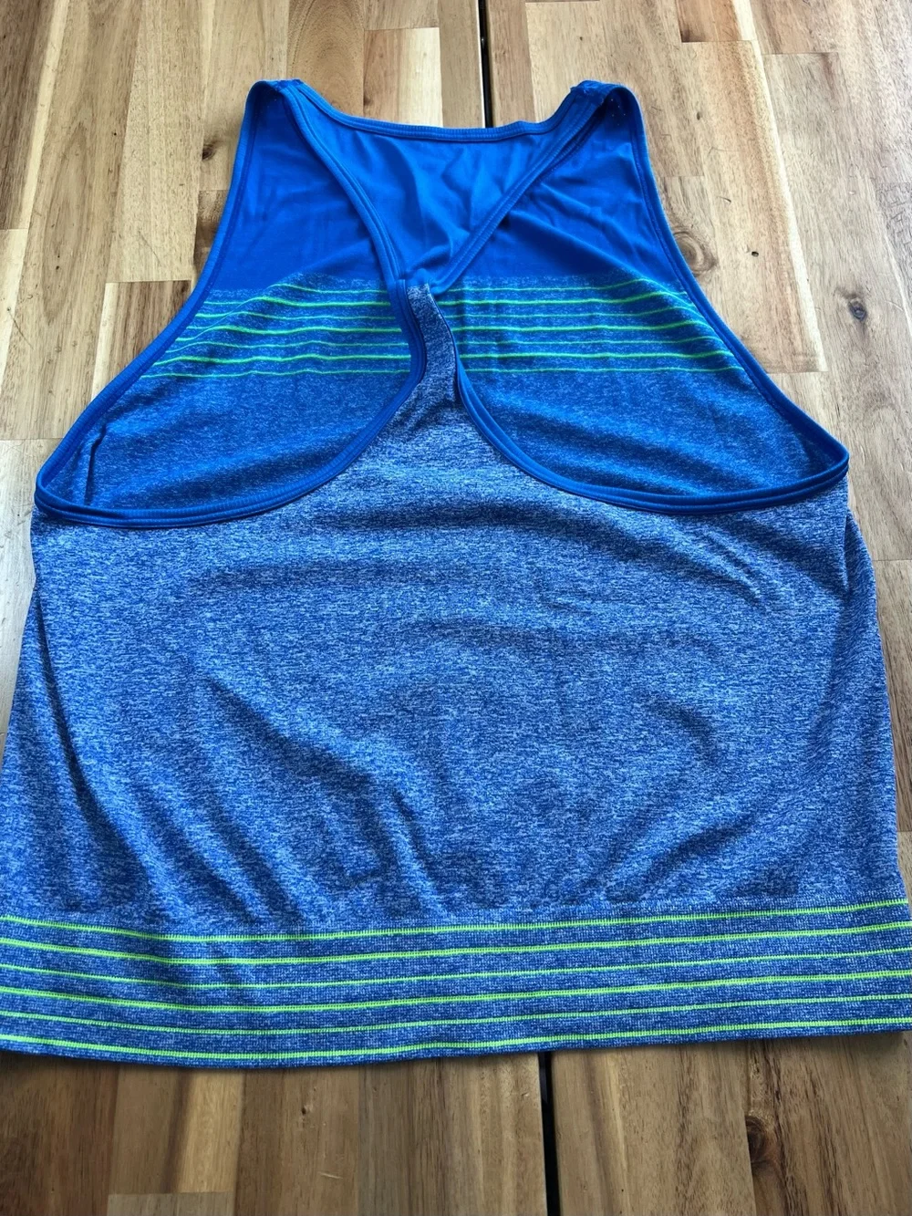 Nike Dri-FIT Racerback Tank Top Blue Neon Stripe Athletic Workout Women’s Medium